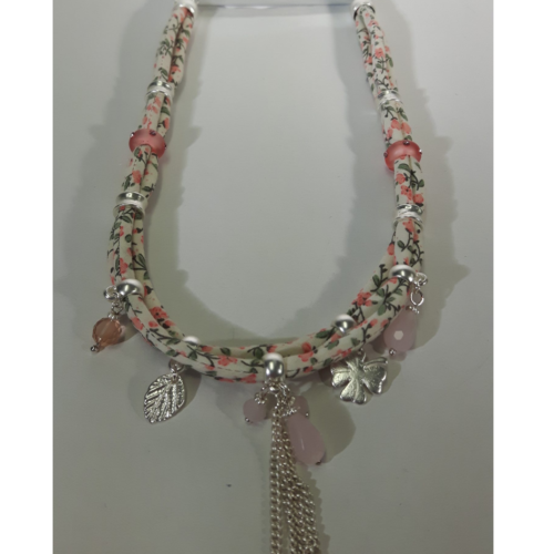 ketting toenga stof roze met wit bloem