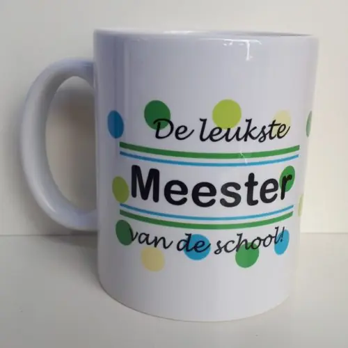 Mok met opdruk De leukste MEESTER van de school 2