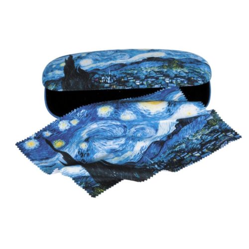 Luxe brillenkoker met poetsdoek Vincent van Gogh Starry night