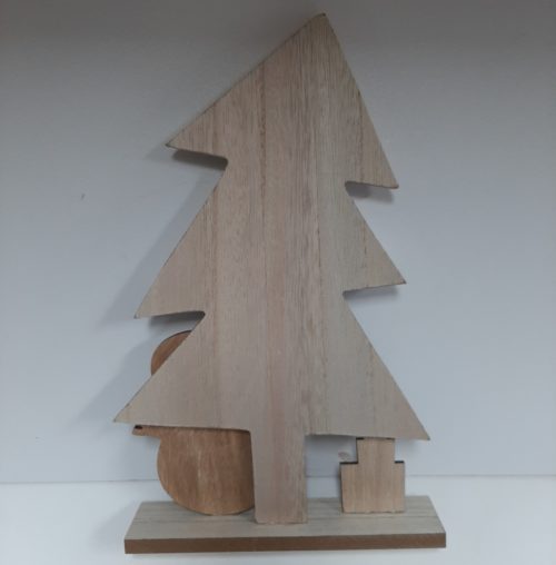 Houten kerstboom 30 cm hoog met tekst Let it snow