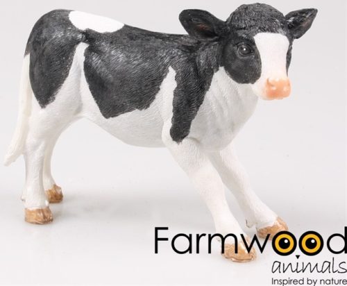 Beeld koe zwart wit staand 12cm hoog