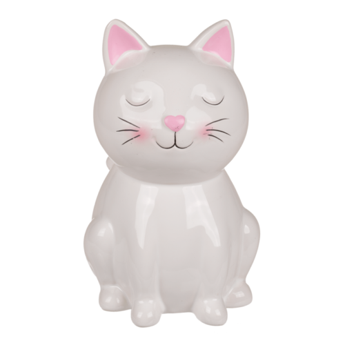 Spaarpot glanzende kat wit