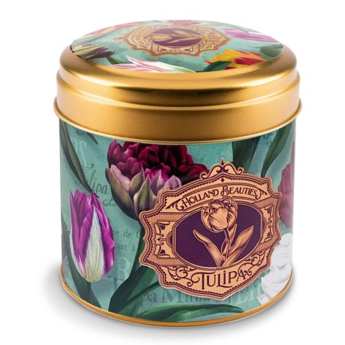 Stroopwafel blik tulpen groen embossed