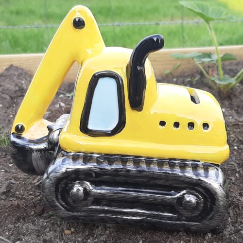 Spaarpot graafmachine geel