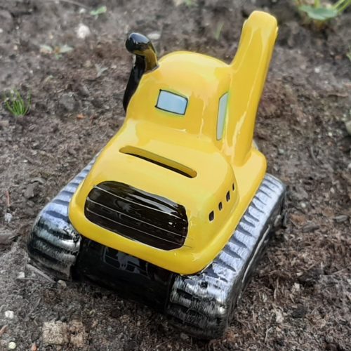 Spaarpot graafmachine geel