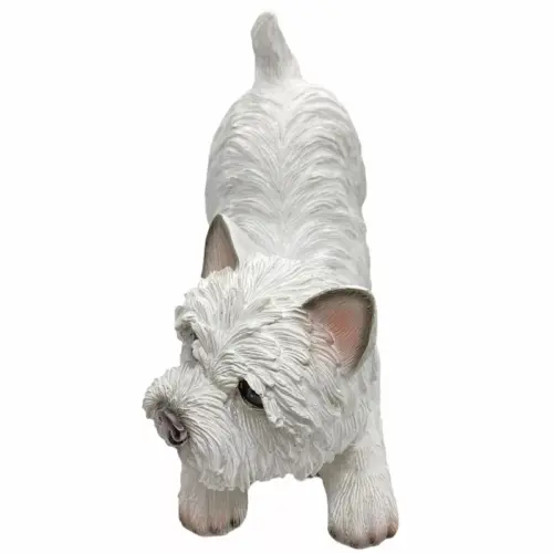 Beeldje Hond West Highland White Terrier – Wit, Gedetailleerd, 17x11x21cm
