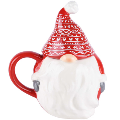Kerstmok Santa met deksel – foute muts – keramiek